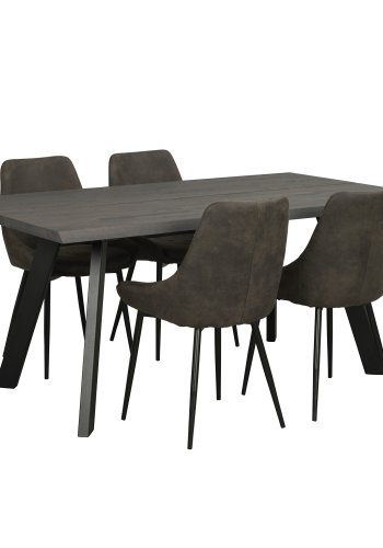 ROWICO rechteckiger Esstisch Fred - dunkelbraune Eiche und schwarzes Metall (170x95)