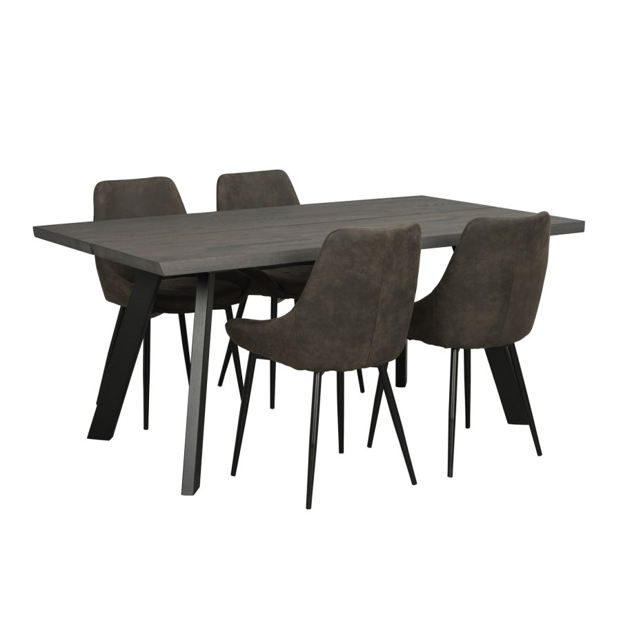 ROWICO rechteckiger Esstisch Fred - dunkelbraune Eiche und schwarzes Metall (170x95)