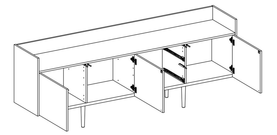 TVILUM Unit Stor skjenk - Hvit/Valntt/Naturfarget kompositttre, (73x196)