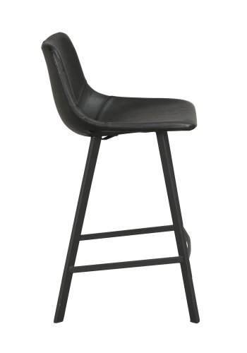 ROWICO Aubum hj barstol m. rygln og fodsttte - sort PU og metal