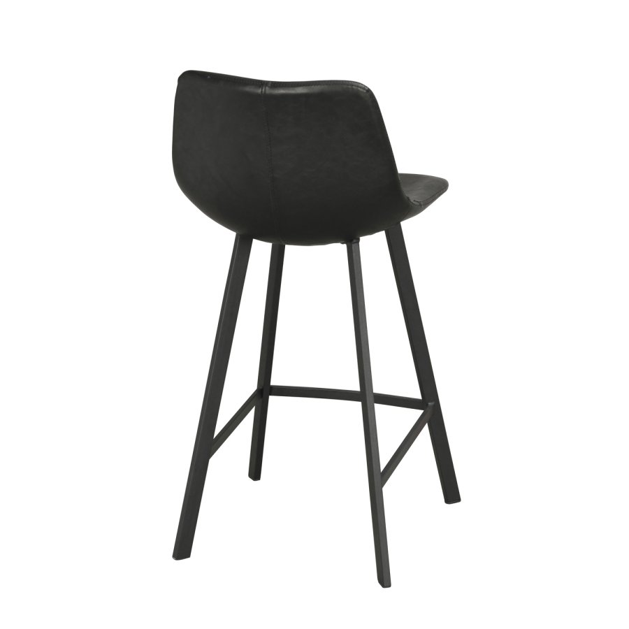 ROWICO Aubum hj barstol m. rygln og fodsttte - sort PU og metal