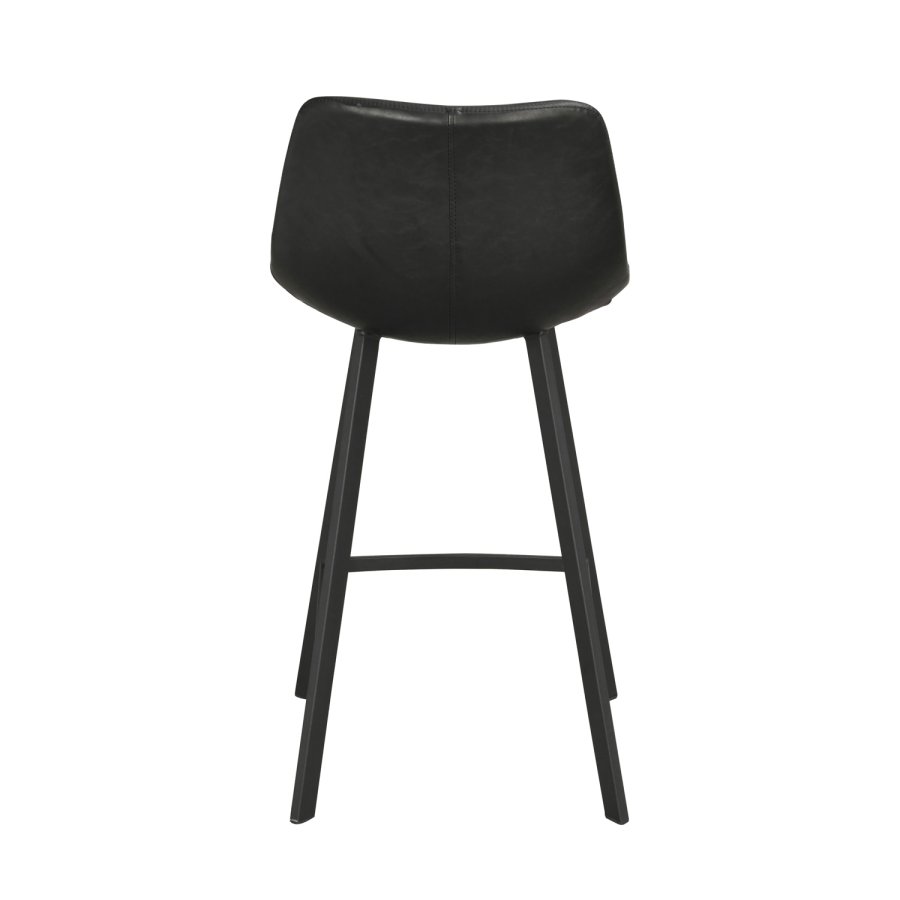 ROWICO Aubum hj barstol m. rygln og fodsttte - sort PU og metal