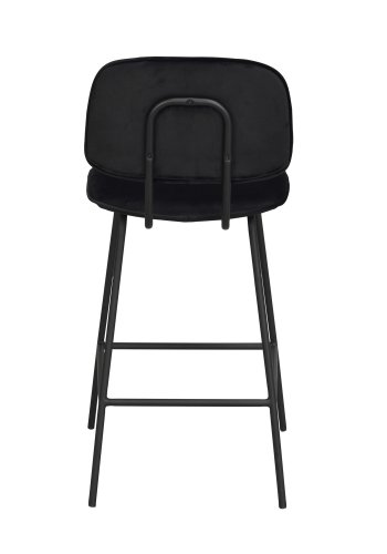 ROWICO Bryan barstol, med ryggsttte og fotsttte - svart flyel og svart metall
