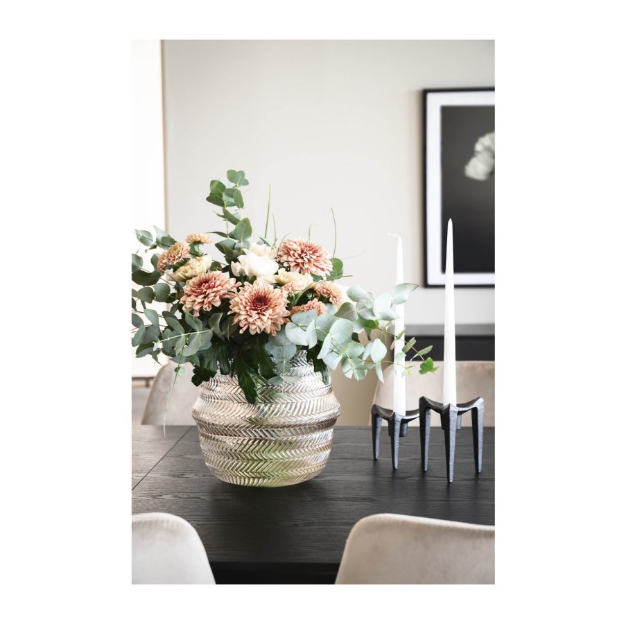 ROWICO Fenwood Esstisch mit 2 Einlegeplatten – schwarzes Eschenfurnier und Eiche, goldenes Metall (180(260)x90)