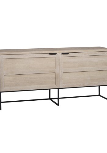 ROWICO rektangulr Everett sknk m. 2 lger og 1 hylde - hvidvasket vildeg og sort metal