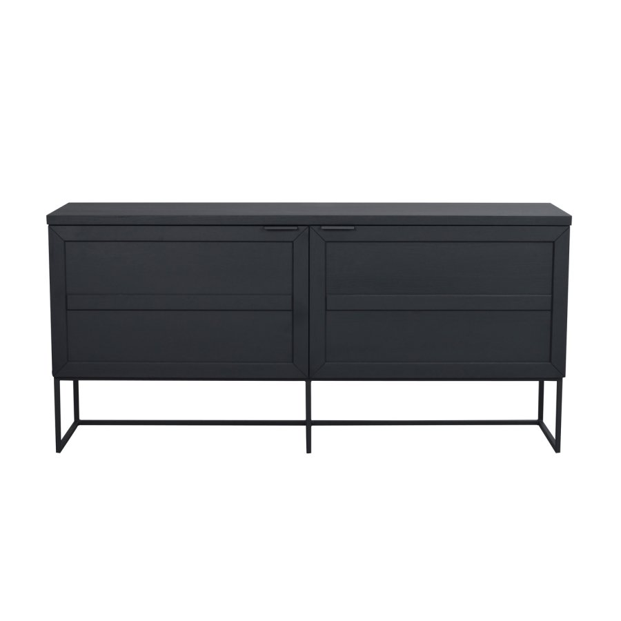 ROWICO rektangulr Everett sknk m. 2 lger og 1 hylde - sort eg og metal 