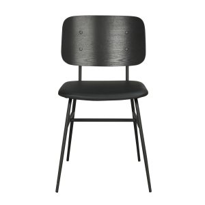 ROWICO Brent spisebordsstol - sort ask finér, sort PU lder og sort metal