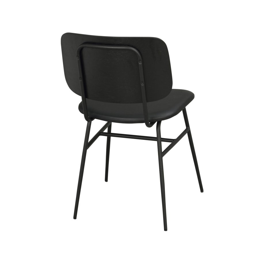 ROWICO Brent spisestol - svart ask finer, sort PU-skinn og sort metall