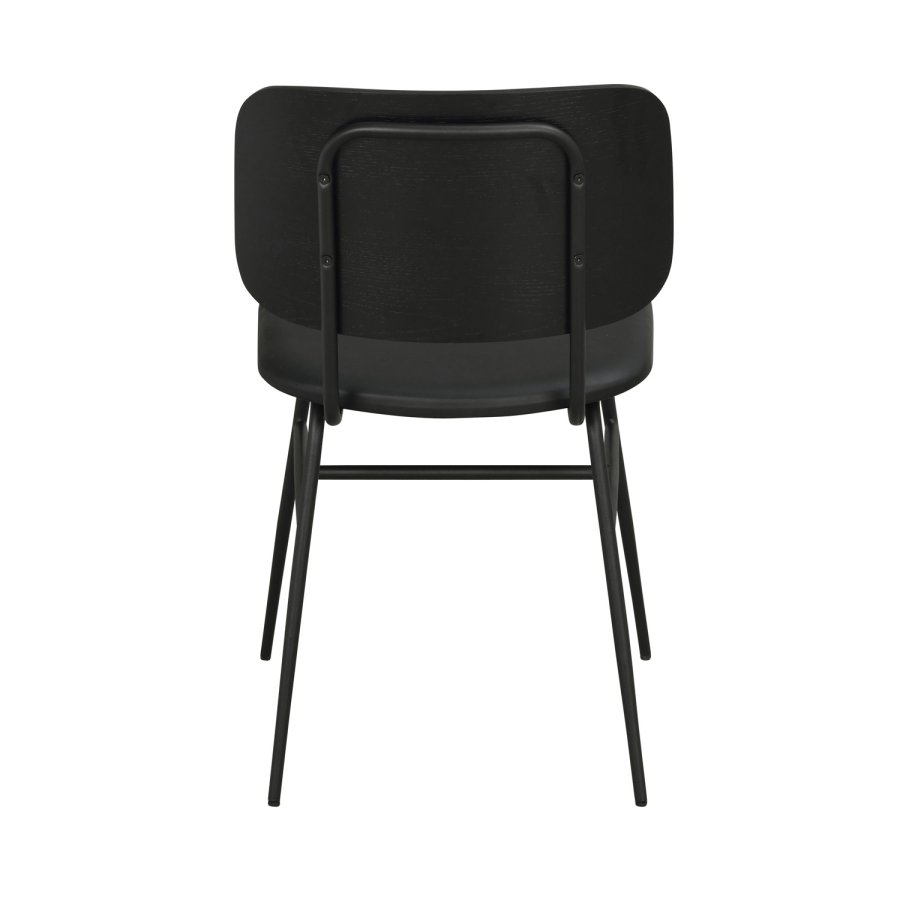 ROWICO Brent spisestol - svart ask finer, sort PU-skinn og sort metall