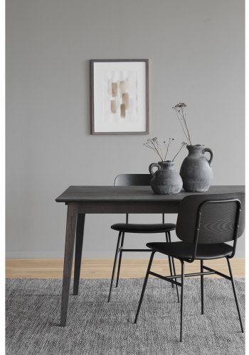 ROWICO Brent spisestol - svart ask finer, sort PU-skinn og sort metall