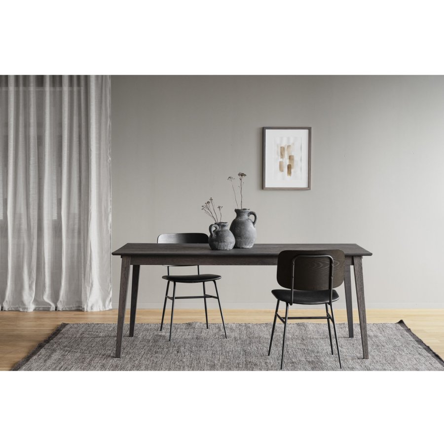 ROWICO Brent spisestol - svart ask finer, sort PU-skinn og sort metall