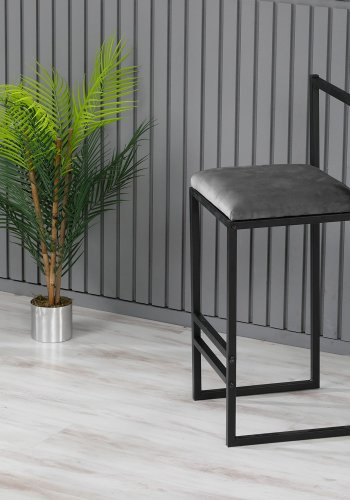 NORDVRK Nordic barkrakk, med ryggsttte, fotsttte og polstret sete - svart metall