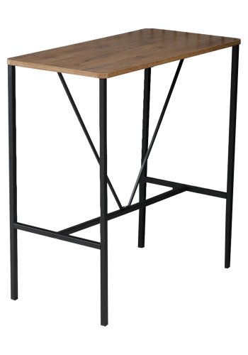 NORDVRK Nordic 1 barbord og 4 barkrakker, med ryggsttte og fotsttte - brun melamin og svart metall