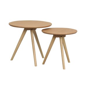 ROWICO runda Yumi inläggsbord - naturlig ekfaner och ek (set om 2)
