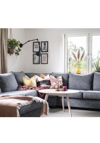 ROWICO rund Yumi sofabord - hvidvasket egetrsfiner og eg (90)