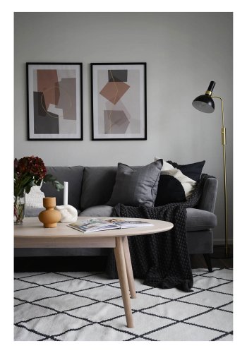 ROWICO oval Yumi sofabord - hvidvasket egetrsfiner og eg (130x65)