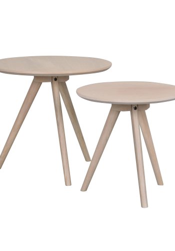 ROWICO rund Yumi indskudsborde - hvidvasket egetrsfiner og eg (st á 2)