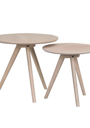 ROWICO rund Yumi indskudsborde - hvidvasket egetrsfiner og eg (st á 2)