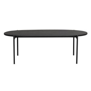 ROWICO ovalt Skye soffbord - svart ekfaner och svart metall (120x60)