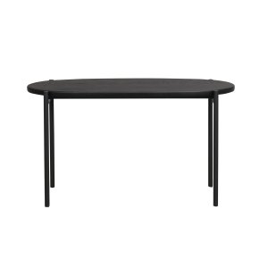 ROWICO ovalt Skye soffbord - svart ekfaner och metall (80x40)