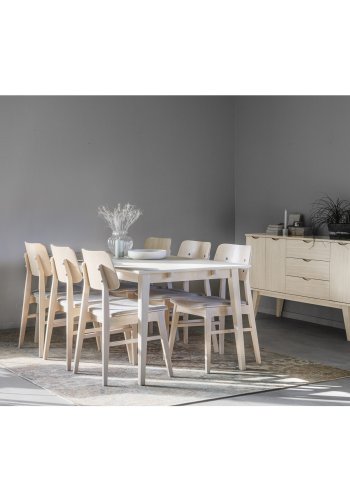 ROWICO Nagano spisebordsstol - lysegr polyester og hvidvasket eg