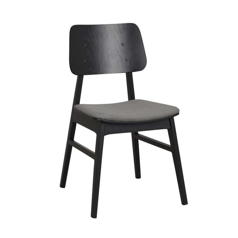 ROWICO Nagano spisebordsstol - mrkegr polyester og sort eg