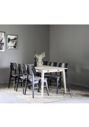 ROWICO Nagano spisebordsstol - mrkegr polyester og sort eg