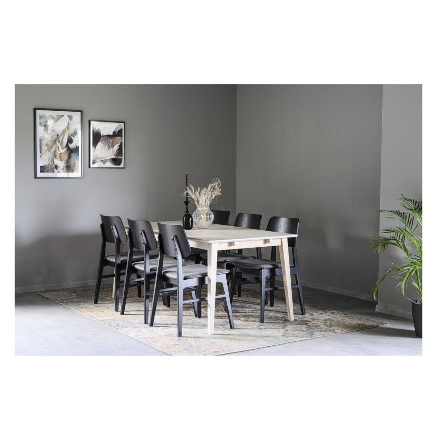 ROWICO Nagano spisebordsstol - mrkegr polyester og sort eg