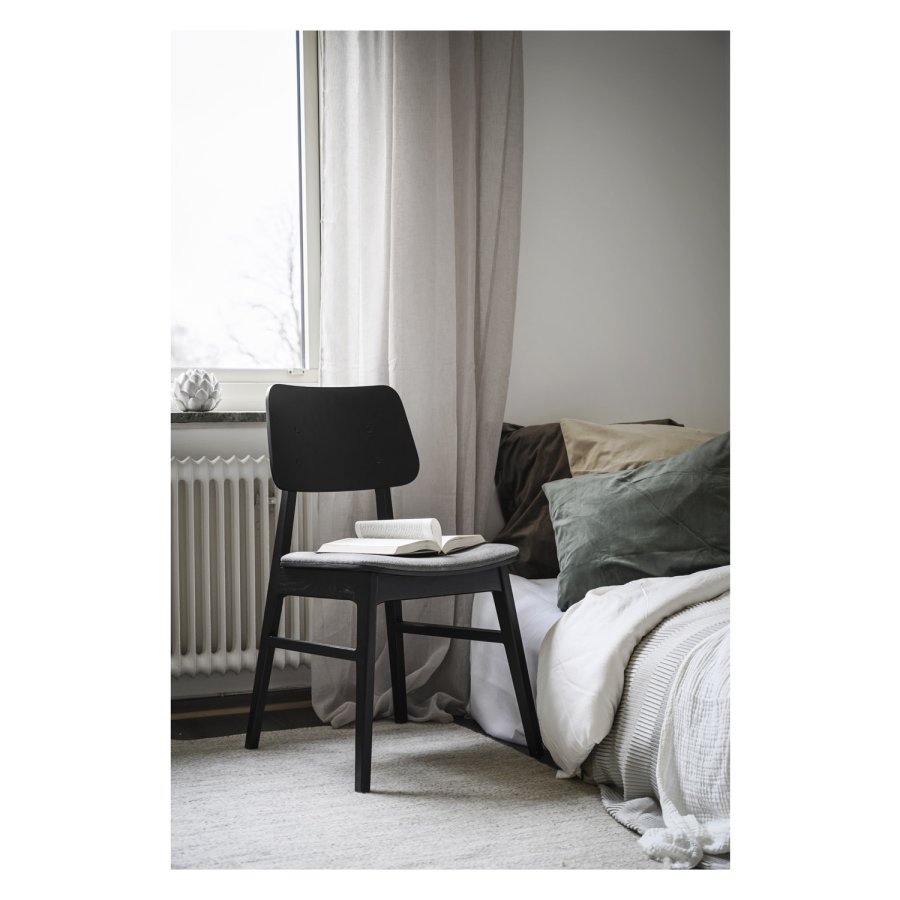 ROWICO Nagano spisebordsstol - mrkegr polyester og sort eg