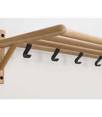 ROWICO rektangulr Milford hattehylde m. 5 knager - natur eg og sort metal (80cm)