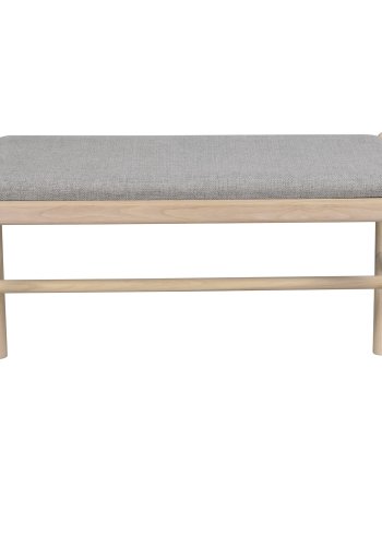 ROWICO rektangulr Milford bnk - gr polyester og hvidvasket eg (80x40)