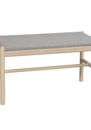 ROWICO rektangulr Milford bnk - gr polyester og hvidvasket eg (80x40)