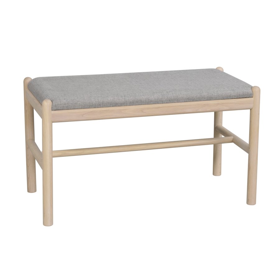 ROWICO rektangulr Milford bnk - gr polyester og hvidvasket eg (80x40)