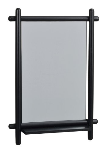ROWICO rektangulr Milford vgspejl m. hylde - spejlglas og sort eg (74x52)