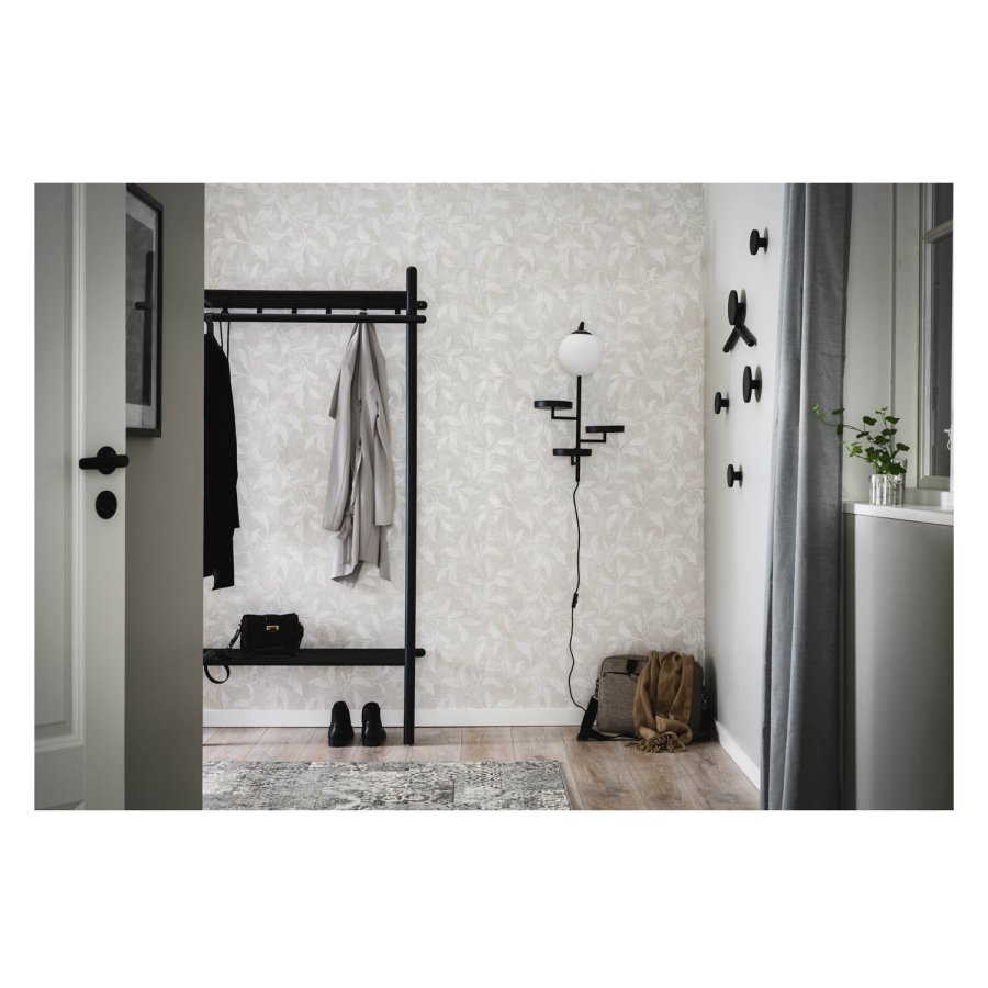 ROWICO rektangulr Milford garderobestativ m. 6 knager og 1 hylde - sort eg og metal (180x90)
