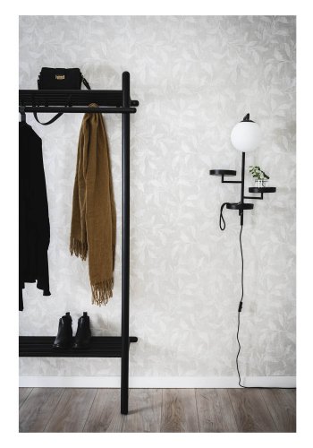 ROWICO rektangulr Milford garderobestativ m. 6 knager og 1 hylde - sort eg og metal (180x90)