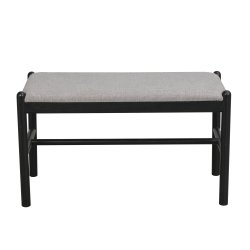 ROWICO rektangul&auml;r Milford-b&auml;nk - gr� polyester och svart ek (80x40)