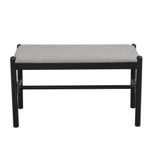 ROWICO rektangulr Milford bnk - gr polyester og sort eg (80x40)