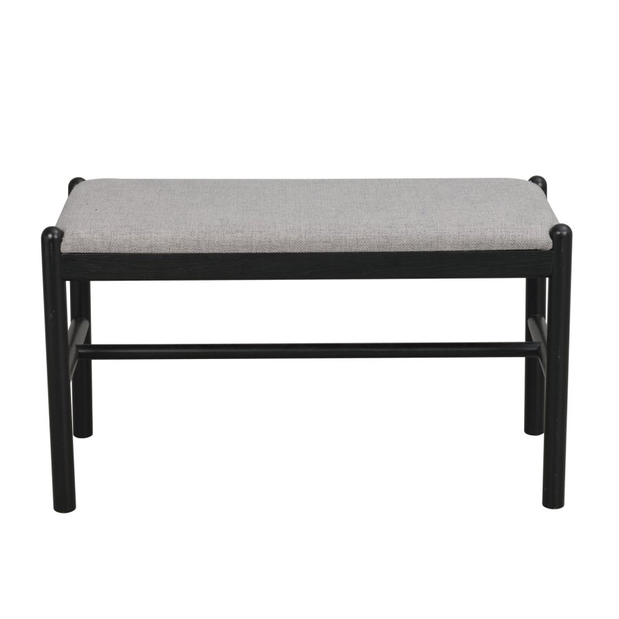 ROWICO rektangulr Milford bnk - gr polyester og sort eg (80x40)