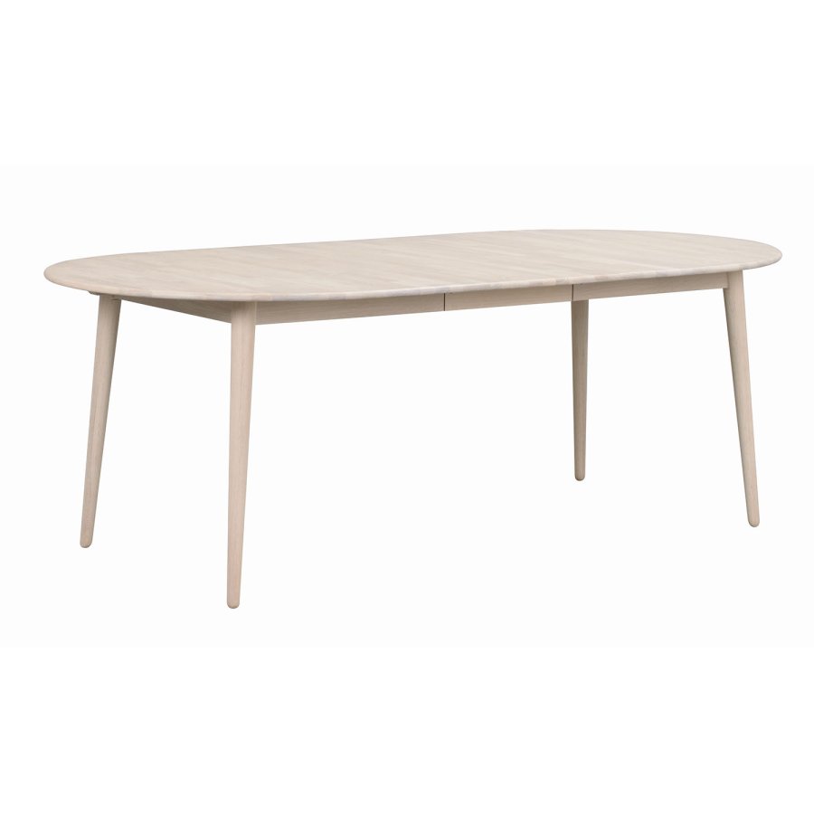 ROWICO Tyler ovaler Esstisch, mit Auszug - massive weiß pigmentierte Eiche (170/210x105)