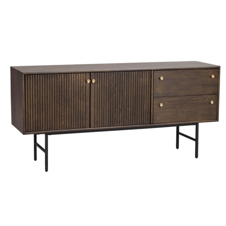 ROWICO Clearbrook sknk, m. 2 lger og 2 skuffer - brun tr og sort metal (160x75)