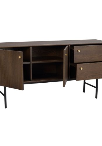 ROWICO Clearbrook sknk, m. 2 lger og 2 skuffer - brun tr og sort metal (160x75)