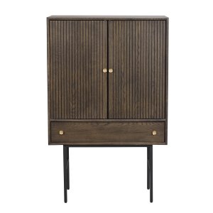 ROWICO Clearbrook Slp 79, med 2 Luckor och 1 Lda - Brun Ekfanér och Svart Metall