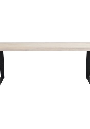 ROWICO Brooklyn rektangulr spisebord, m. udtrk - hvidpigmenteret eg m. U-ben i sort metal (220x95)