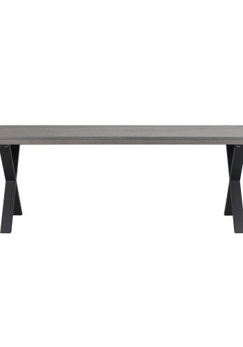 ROWICO Brooklyn Rektangulärt Matbord, med Utdragsfunktion - Mörk Ek med X-Ben i Svart Metall (220 x 95 cm)