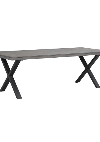 ROWICO Brooklyn Rektangulärt Matbord, med Utdragsfunktion - Mörk Ek med X-Ben i Svart Metall (220 x 95 cm)