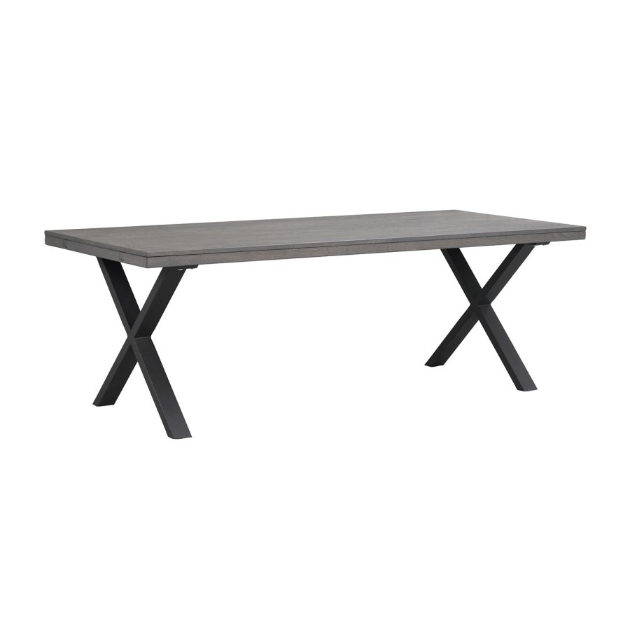 ROWICO Brooklyn Rektangulärt Matbord, med Utdragsfunktion - Mörk Ek med X-Ben i Svart Metall (220 x 95 cm)