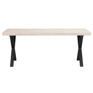 ROWICO Brooklyn spisebord - hvidpigmenteret tr og sort metal (170x95)