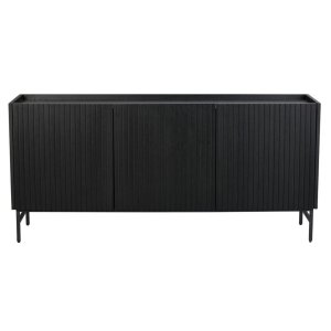 ROWICO Lancaster Skänk, med 3 Luckor - Svart Trä och Svart Metall (160 x 75 cm)