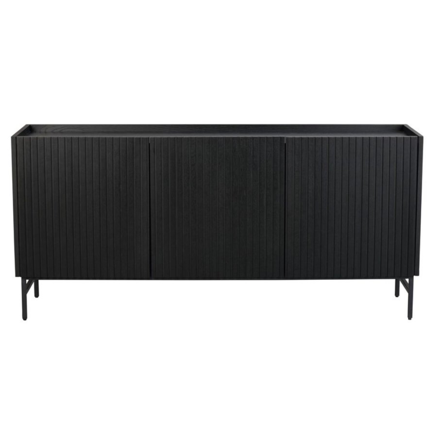 ROWICO Lancaster skjenk, m. 3 drer - svart tre og svart metall (160x75)